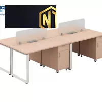 Bàn cụm làm việc có hộc tủ đơn giản tiện dùng chất lượng được sản xuất tại Nội Thất Ngọc Thịnh